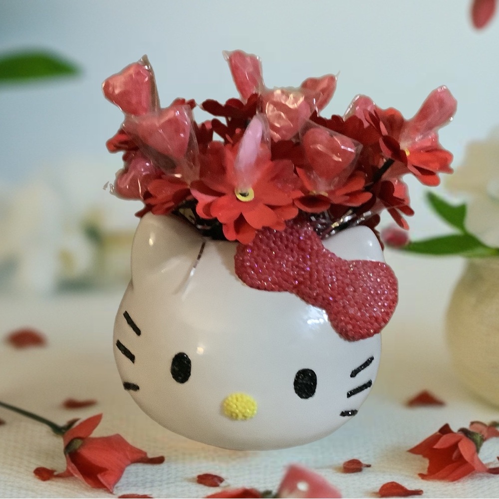 Hello Kitty Flower Pot with Red Accents